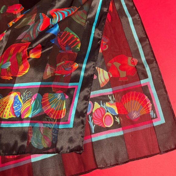 Unique Ocean-Inspired Scarf – Fish Print, Feels Like Silk, Summer Chic - Picture 8 of 11